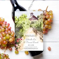 Vineyard Red Barn Watercolor Wedding Save the Date Invitation