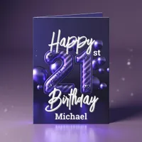 Elegant Luxurious Chic Purple 21st Birthday Card