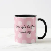 Personalized Pink White Polka Dotted Coffee Mug