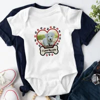 I Love My Dog Cute Red Heart Photo Beige Bone Paws Baby Bodysuit