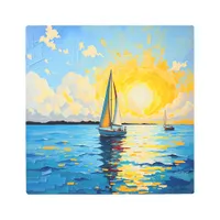 Sailboat at Sunset Metal Print