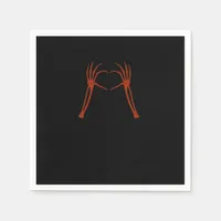 Skeleton Hands Heart Sign Costume Funny Halloween  Napkins