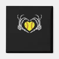 Softball Heart Skeleton Hand Halloween Costume Fun Magnet