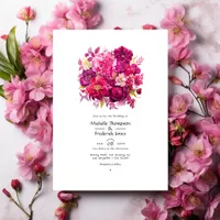 Viva Magenta Floral Wedding Invitation