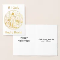 Funny Scarecrow Custom Names Happy Halloween  Foil Card