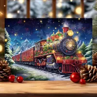 Festive Train Christmas Holiday Card