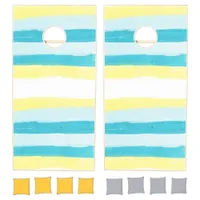 Teal Blue Yellow Watercolor  Corn Hole Game