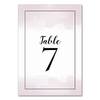 Blush Pink Watercolors Black Script Wedding Table Number