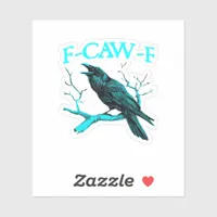 Crow F-Caw-F Funny Bird Retro Design Creative Styl Sticker