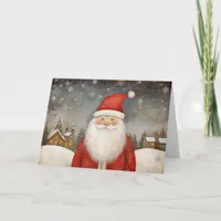 Cute Whimsical Santa Claus Holiday Greeting Card