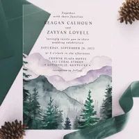 Misty Mountain Romance Watercolor Wedding Acrylic Invitations