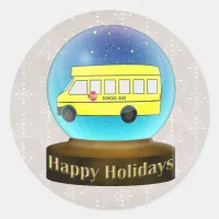 Snowsglobe school bus Christmas Gifts Classic Round Sticker