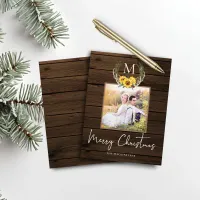 Budget Rustic Christmas Sunflower Monogram Photo