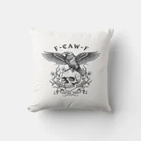F-Caw-F Funny Crow Halloween Vintage Design Throw Pillow