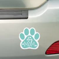 Dog Mom Paw Print Cute Teal And White Car Magnet