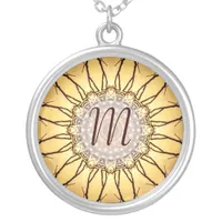 Geometric Sunflower Monogram Necklace