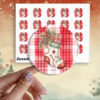 Whimsical Watercolor Christmas Stocking Classic Round Sticker