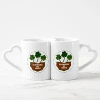 Lucky Clover Heart-Handle Lovers’ Inspirational  Coffee Mug Set