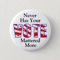 Never Has Your Vote Mattered More Button