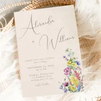 Modern Script Boho Wildflower Wedding Invitation