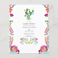 Colorful Watercolor Floral Fiesta Couples Shower Flyer