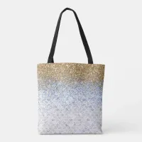 *~* Gray Marble Tiles Gold Blue Glitter Tote Bag