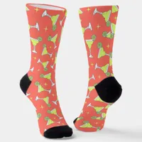 Margarita Retro Cocktails Patterned Coral Pink Socks