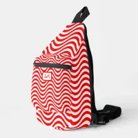 Monogram Red & White Wavy Stripes Psychedelic Sling Bag