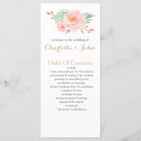 Watercolor Succulent Blush Floral Elegant Wedding Program