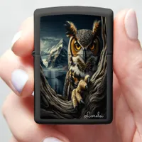 Great Horned Owl Thick Plumage The Shield Zippo Lighter