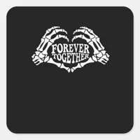 Together Skeleton Hands Form Heart Classic Style Square Sticker