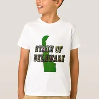 State of Delaware Picture Text and Map T-Shirt