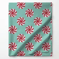 Red Peppermint Candy Turquoise Fabric