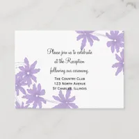 Purple Daisies on White Wedding Reception Card