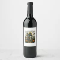 Vintage Tis Season Halloween Skeleton Retro Wine Label