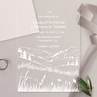 White Mountain Landscape Wedding Acrylic Invitations