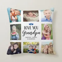 Love You Grandpa Typography Photo Collage Throw Pillow