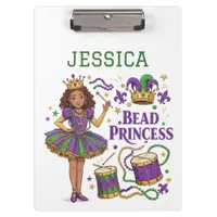 Personalized Bead Princess - Mardi Gras Clipboard