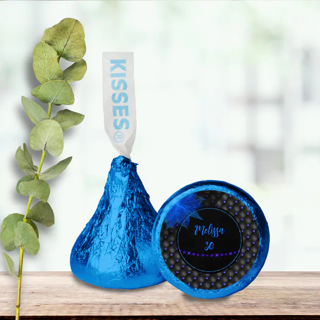 Elegant Black and Blue Birthday  Hershey®'s Kisses®