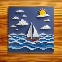 Sailboat and Sunshine | Paper Quilling  Poster