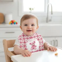 Cute Crocheted Teddy Bear Girl's Baby Shower Baby Bib