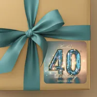 Luxury Glamorous Chic Teal Crystal 40th Birthday Square Sticker