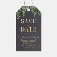 Rustic Eucalyptus Chalkboard Save The Date  Gift T Tags
