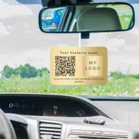 Business name gold logo qr code air freshener