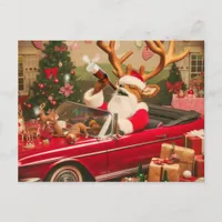 Drunk Festive Reindeer  Postcard