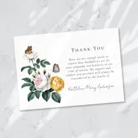 Vintage Roses Butterflies Funeral Memorial  Thank You Card