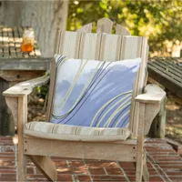 Abstract Coastal beach blue white gold Outdoor Pillow