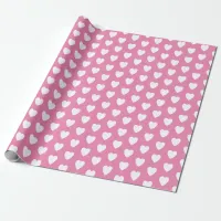 Pink and White Love Heart Patterned Wrapping Paper