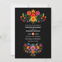 Vibrant Watercolor Floral Fiesta Wedding Invitation