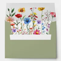 Colorful Wildflower Baby Bloom Sage Green Envelope